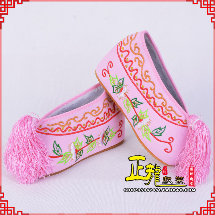 龙陵花旦鞋女绣花彩鞋 舒适款草花内高彩鞋