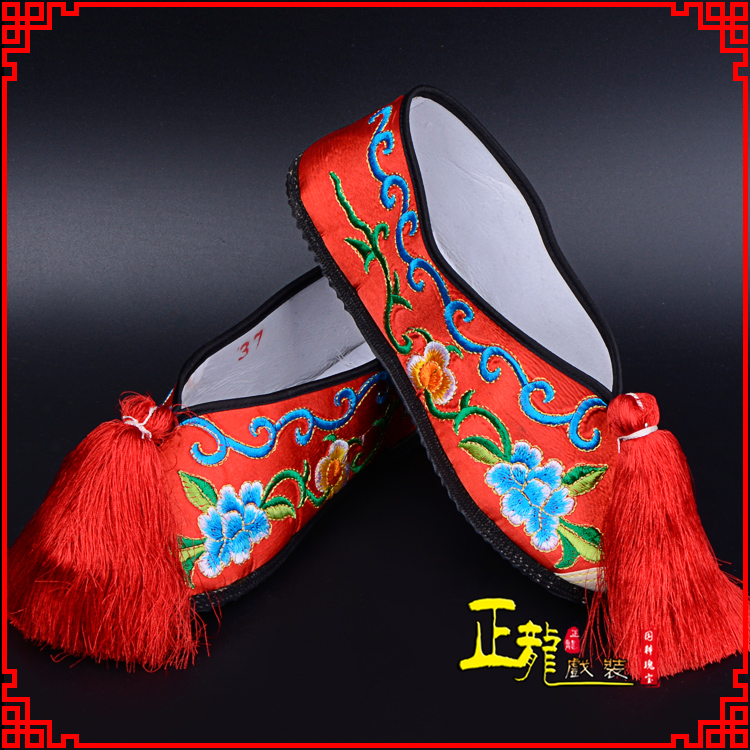 龙陵京剧越剧戏曲彩鞋花旦绣花 普平底彩鞋